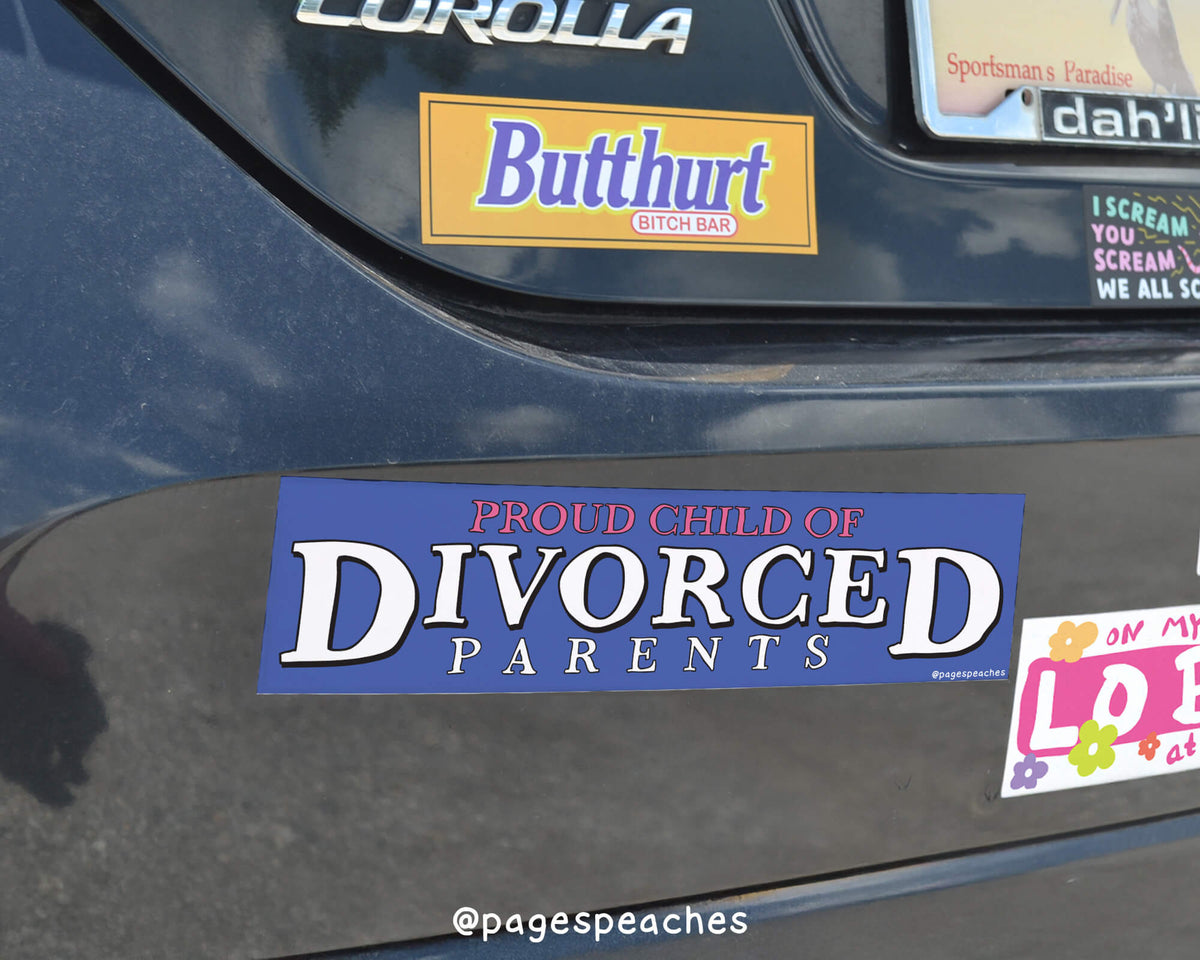 Divorced Parents Bumper Sticker (Case Pack x4)