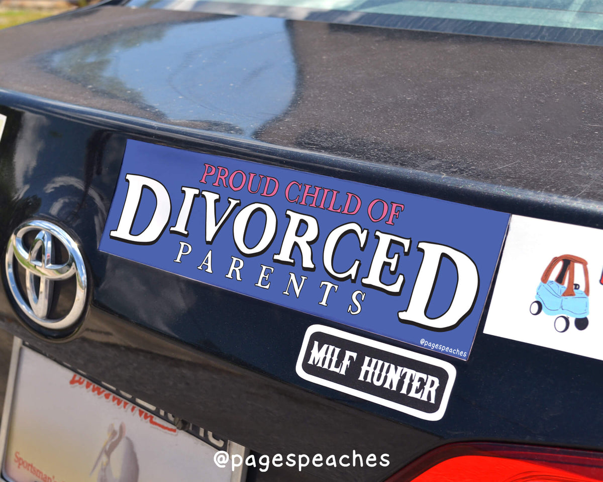 Divorced Parents Bumper Sticker (Case Pack x4)