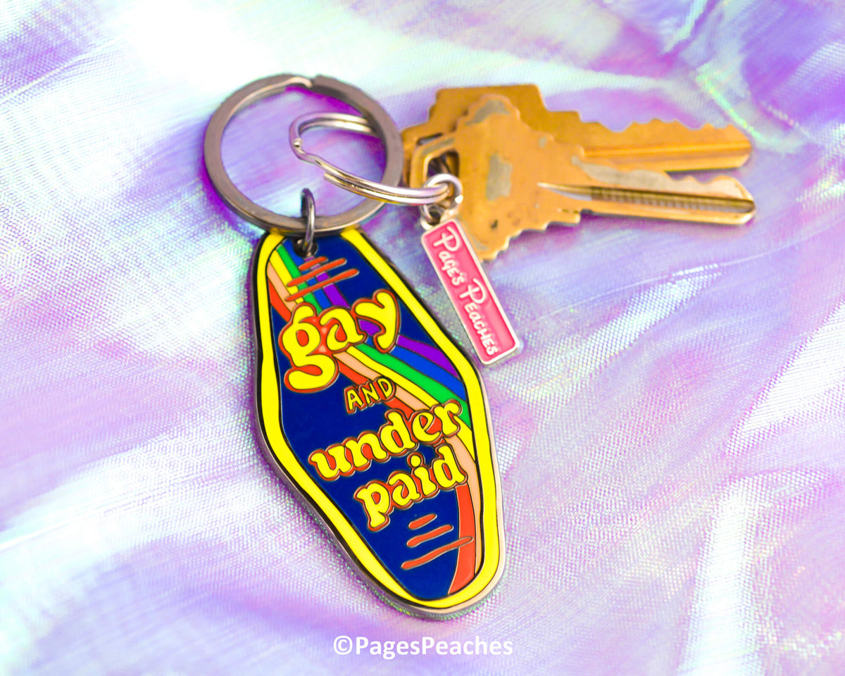 Gay And Underpaid Enamel Keychain (Case Pack x4)