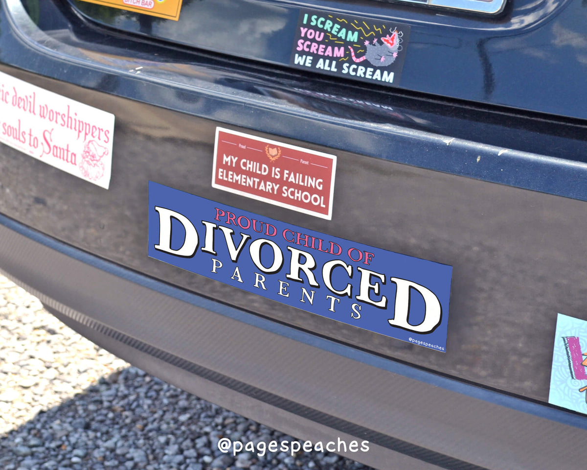 Divorced Parents Bumper Sticker (Case Pack x4)