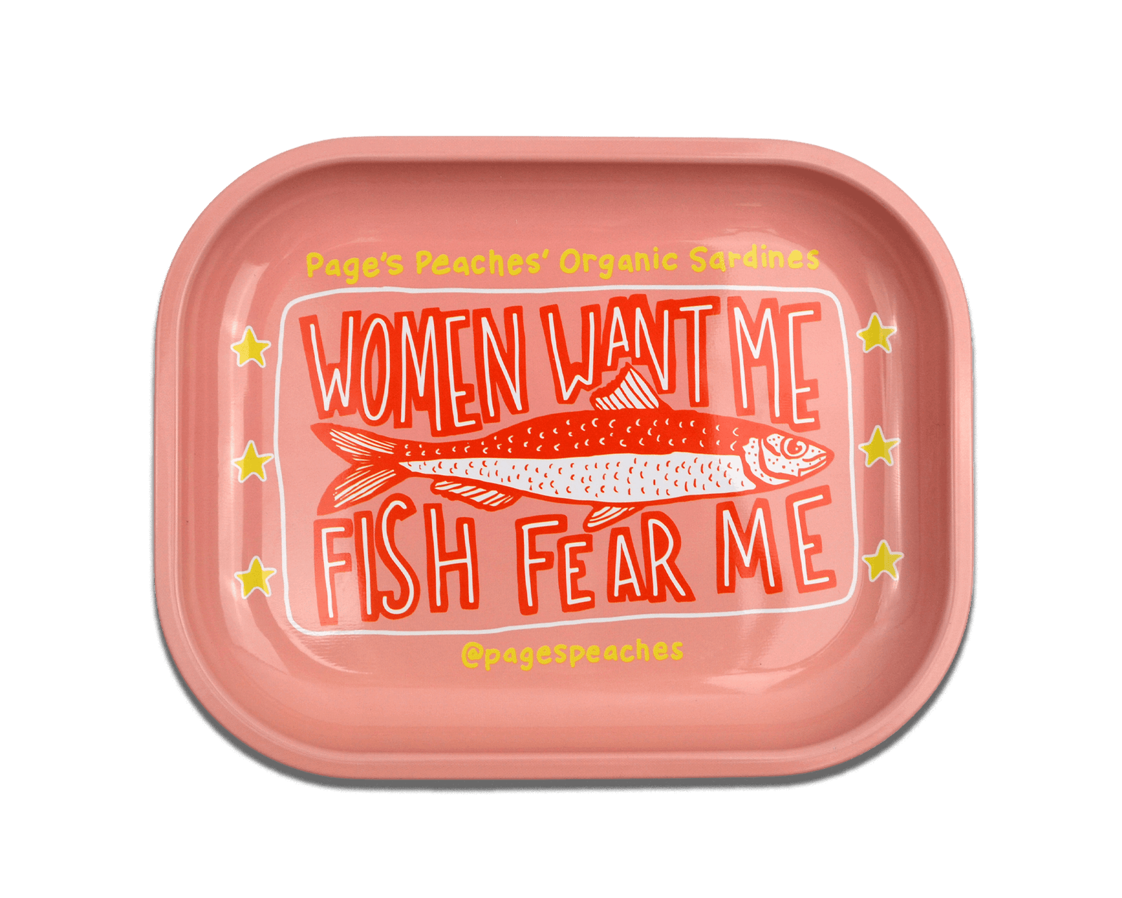 Funny meme rolling tray with ‘Women Want Me Fish Fear Me’ design