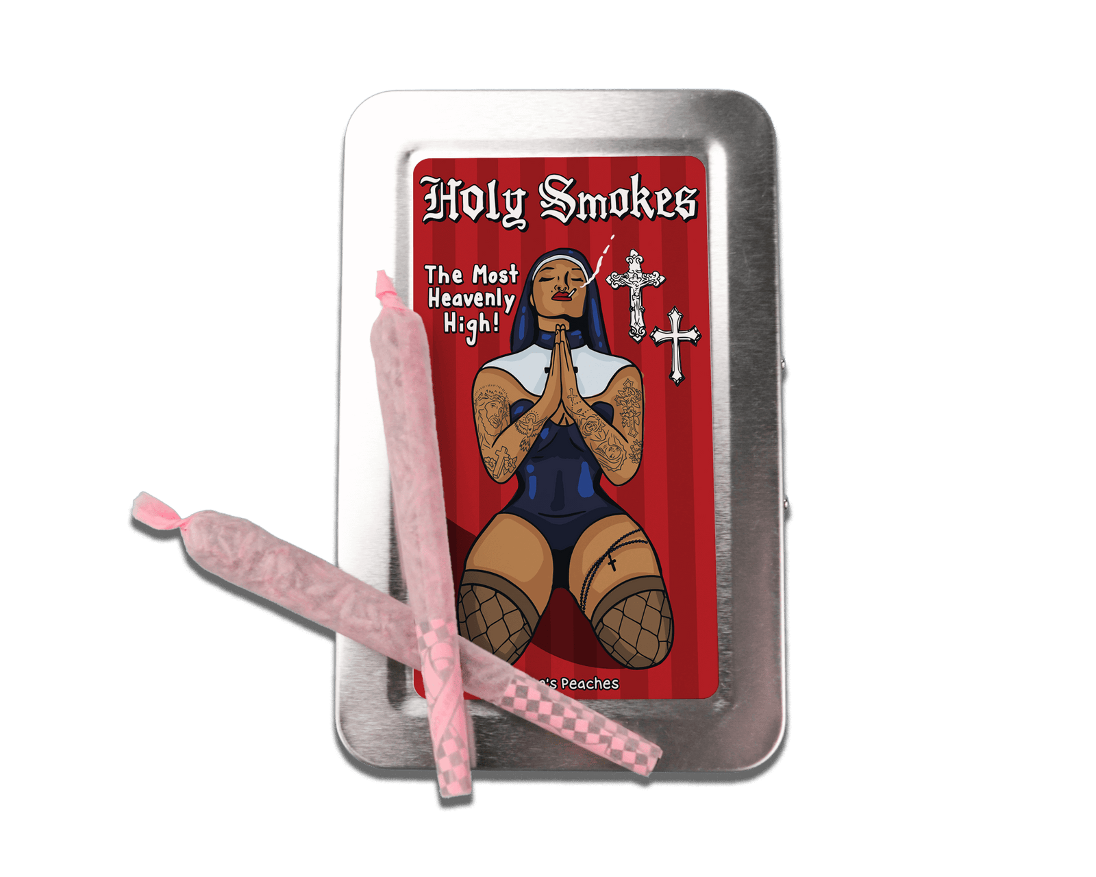 a cigarette tin with a cigarette in it