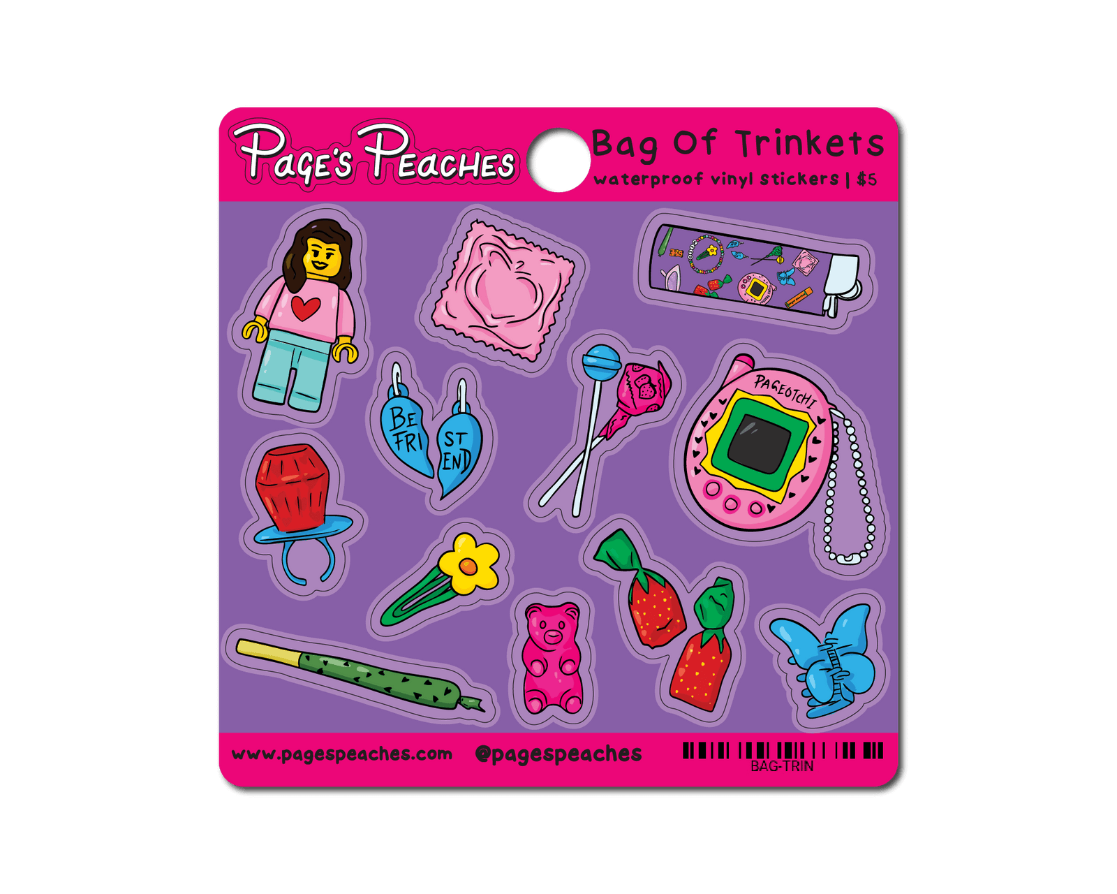 Mini trinket sticker sheet with aesthetic charm designs