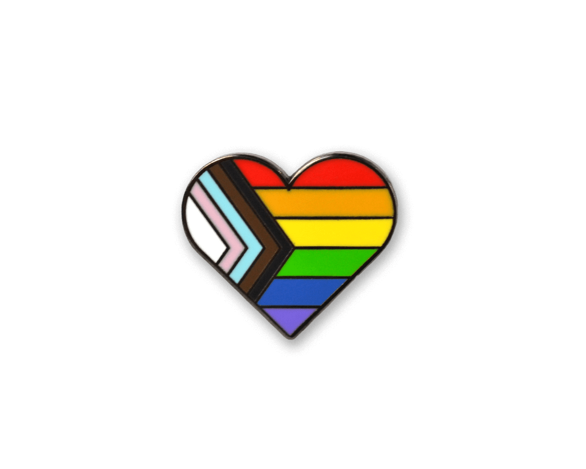 Progress Pride Heart Enamel Pin (Case Pack x4)
