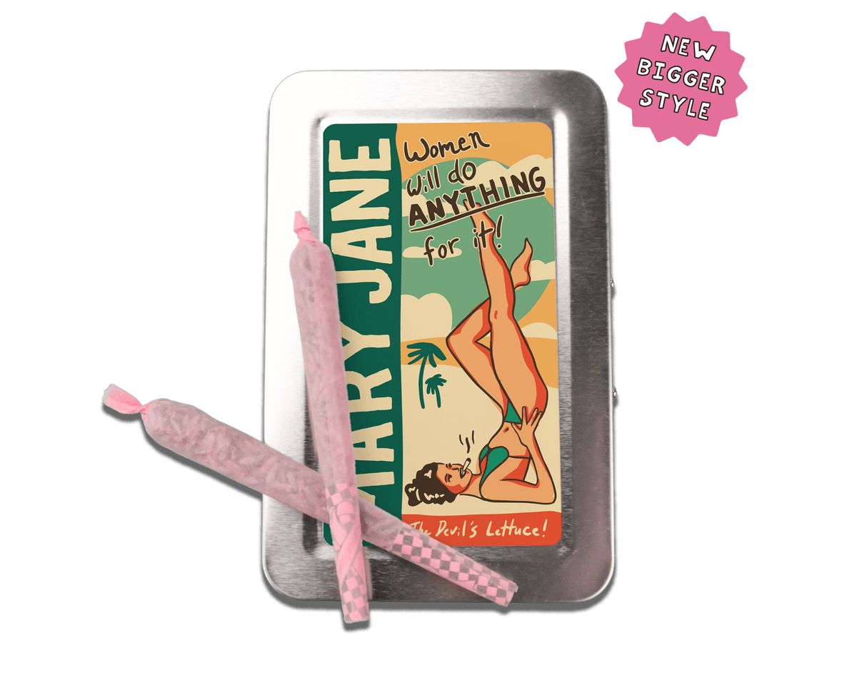 a tin of wax with a pink stick sticking out of it