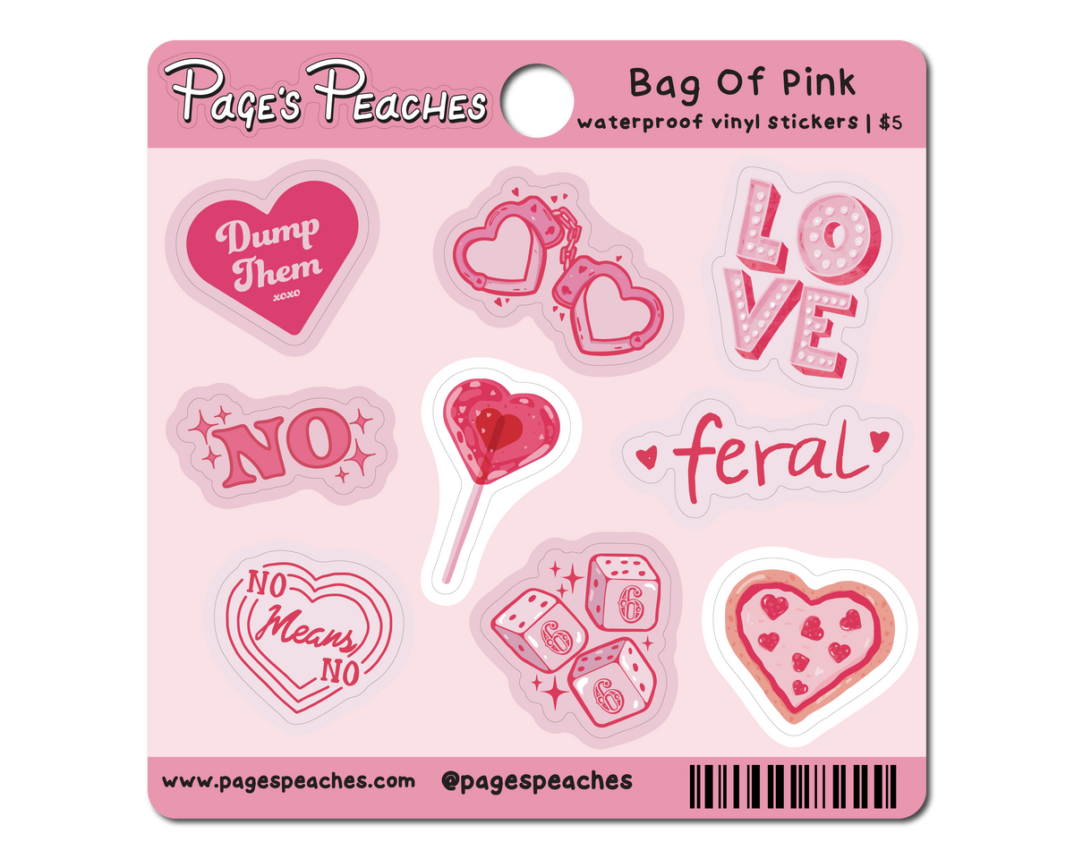 Bag of Pink Mini Stickers (Case Pack x6)