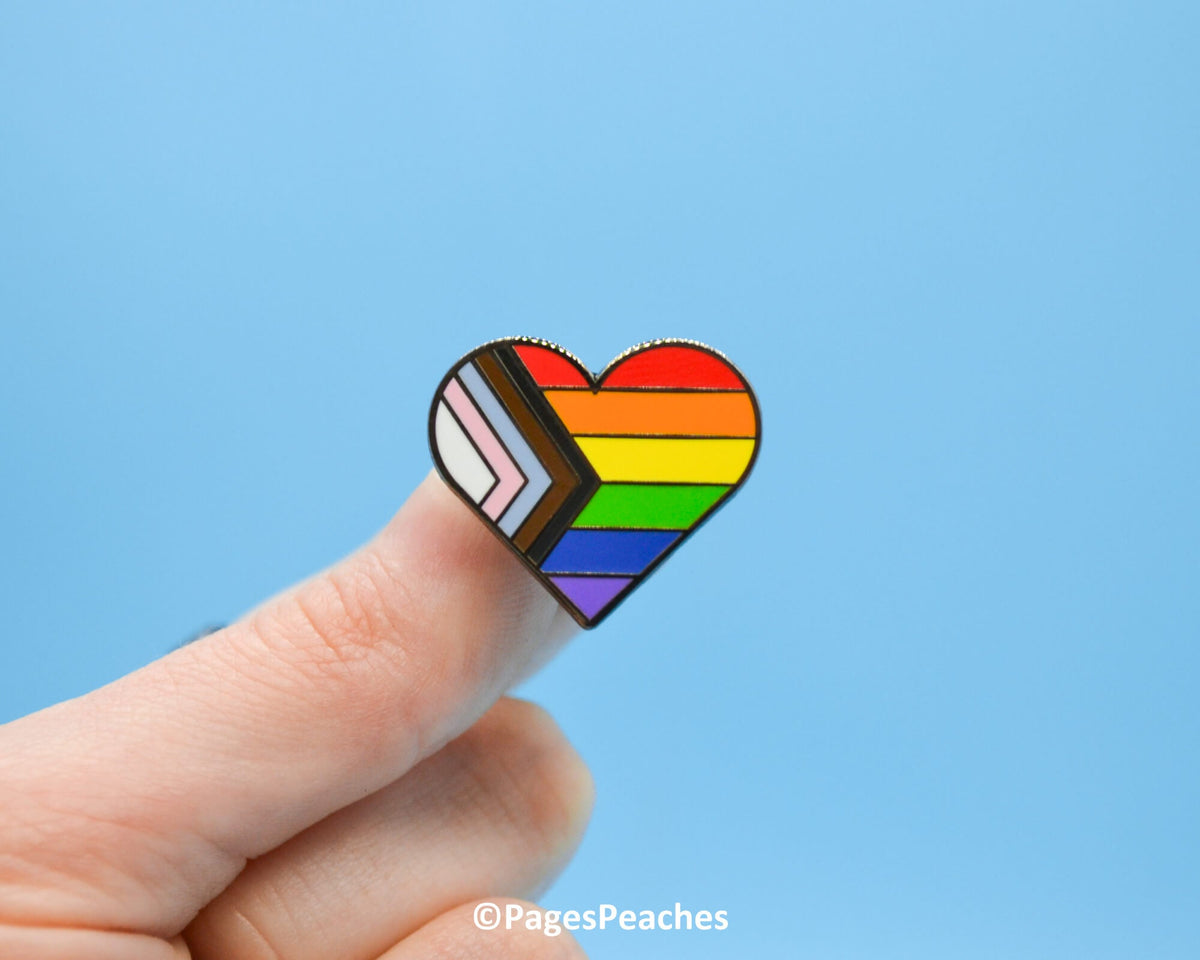 Progress Pride Heart Enamel Pin (Case Pack x4)