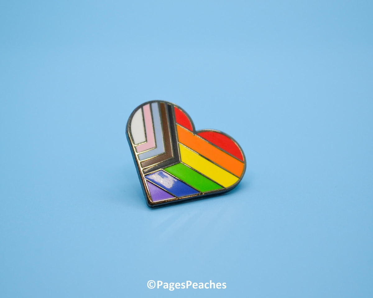 Progress Pride Heart Enamel Pin (Case Pack x4)