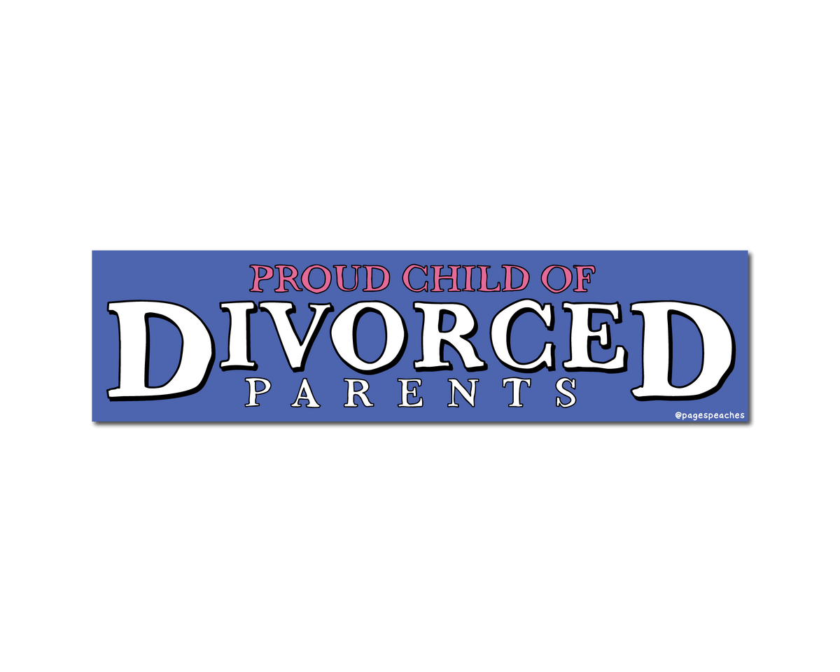 Divorced Parents Bumper Sticker (Case Pack x4)