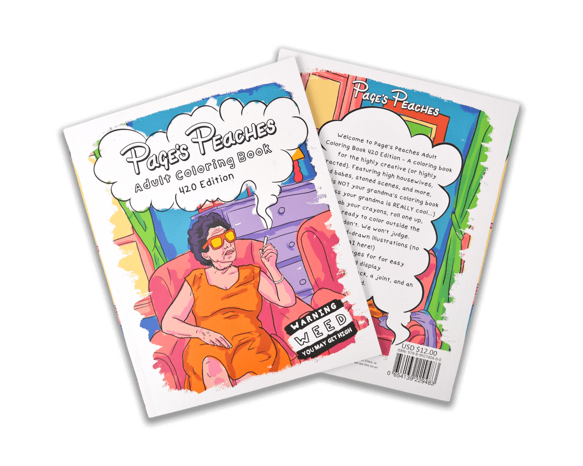 Coloring book for adults with cannabis humor and chaotic designs