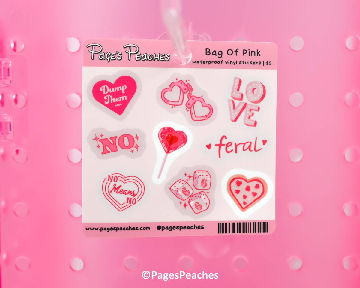Bag of Pink Mini Stickers (Case Pack x6)