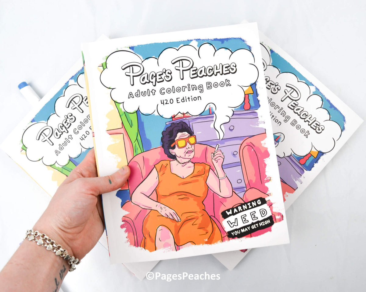 Stoner-themed coloring book with hand-drawn queer illustrations